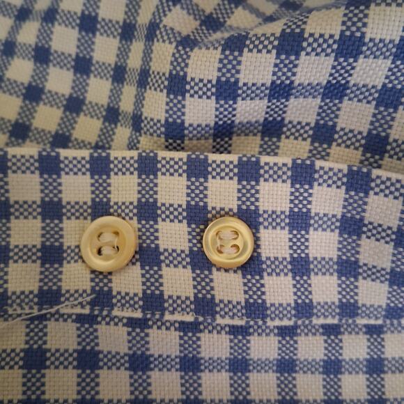 Jeff Rose Made In Italy Men's Blue & White Gingham Button Down Dress Shirt XL - Picture 8 of 11